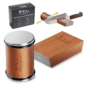 Rolling Knife Sharpener Kit for Kitchen â Chef Knife Sharpening Tool with 15° & 20° Magnetic Angle, Wooden Roller Base, Diamond Discs â Easy Manual Sharpener System