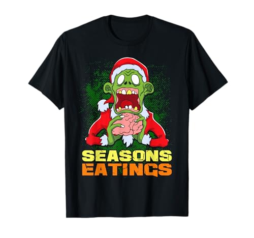 Zombie santa claus seasons eatings funny christmas zombies t-shirt