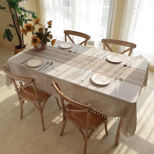 Winknowlrustictableclothcottonlinenfabricwrinklefreetableclothswashablesquaretablecoverdecorationforkitchendinningpartyfor4seatslightcoffeelines55x55inch Urban Country Home Decor Winknowl rustic tablecloth cotton linen fabric wrinkle free table cloths washable square table cover decoration for kitchen dinning party for 4 seats light coffee lines 55×55 inch urban country home decor