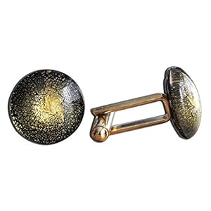 Manchetknopen van echt Muranoglas rond goud