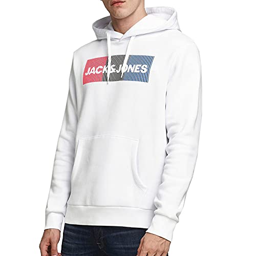 JACK & JONES Herren Jjecorp Logo Sweat Hood Noos Kapuzenpullover, Weiß, L