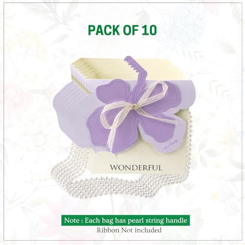 Image of 3D Floral Bag With Pearl String Handle - 10 Nos For Flowers & Gifts - Lavender Flower