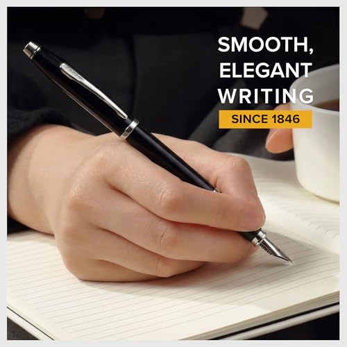 Image of Cross Century II Lustrous Chrome Refillable Fountain Pen - Medium Point, Black Ink, Presented in a Premium Box (Translucent Black)