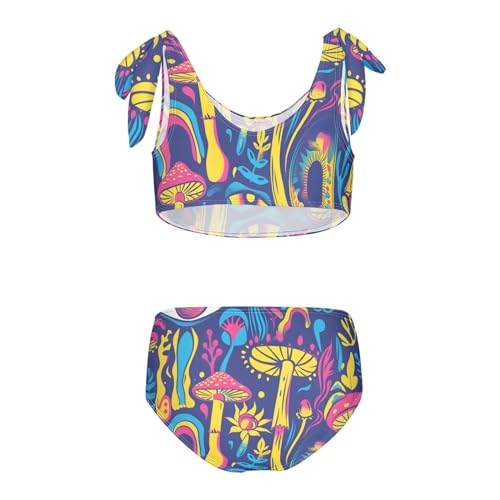 Girls' Bikini Set, Psychedelic Mushroom and Eye Kids Swimsuit 2 Pcs Beach Bathing Suit2