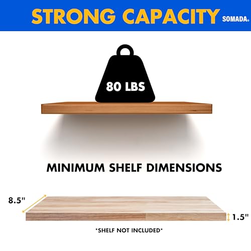 Somada 8 Inch Floating Shelf Brackets, 4 Pack Invisible Heavy Duty Shelf Supports, Solid Steel Hardware Kit For Mounting Concealed Wooden Shelves Or Mantle thumb #4