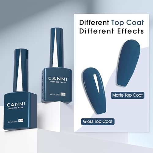 Image of CANNI 9ml Dark Dusk Blue Gel Nail Polish, High Gloss UV LED Soak Off Gel