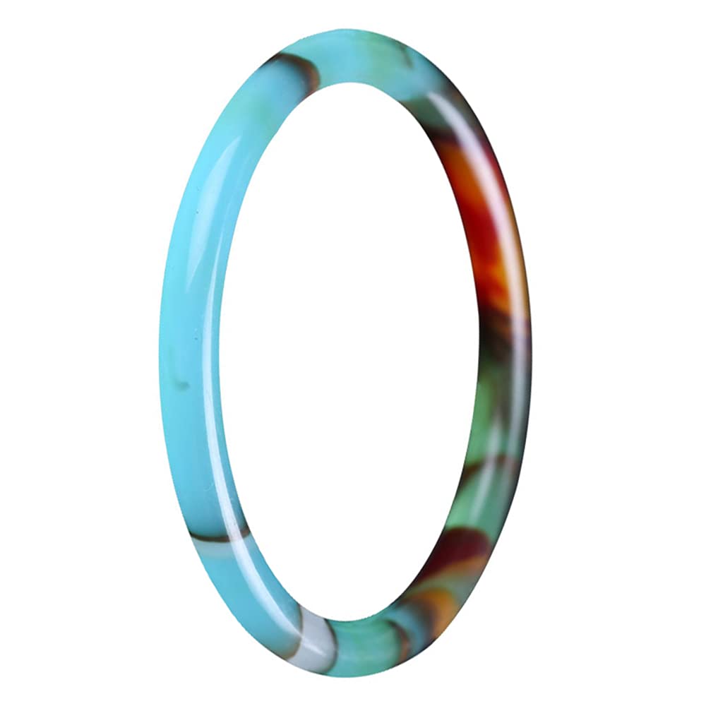SnamicE Ladies Jade Bangle, Natural Colorful Chalcedony Agate Jade Ethnic Style Colored Jade Jade Bracelet with Box,55mm,64mm
