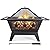 Yaheetech Fire Pit 32'' Iron Fire Pit Outdoor Patio BBQ Camping Bonfire Bronze Outdoor Fireplace Fire Bowl with Spark Screen, Mesh Cover Grills Poker Square Fire Pit