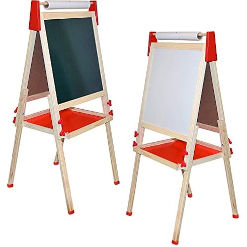 Number 1 in Gadgets Deluxe Standing Art Easel, Dry-Erase Board Chalkboard Magnetic Whiteboard Paper Roll and Accessories, Ultimate All-in-One Wooden Kid's Art Easel