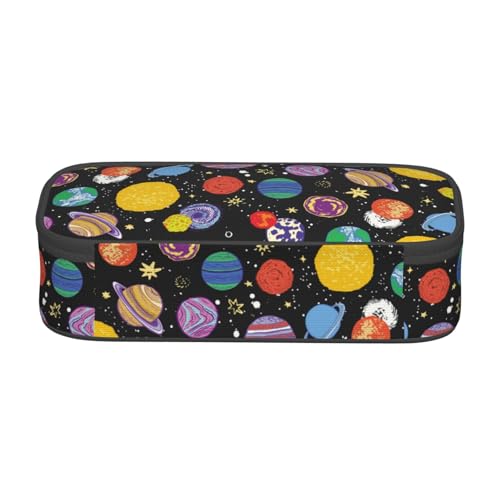 Image of Cartoon Space Planet Pencil Case Organizer Big Capacity Pencil Pouch Stationery With Zipper School Supplies Pencil Bag For Girls Boys Office
