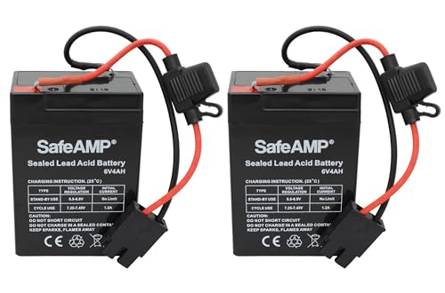 SafeAMP 2 Pack Replacement Battery for Fisher-Price Power Wheels, Replaces ONLY Blue Colored 6 Volt Battery, NOT for Red Battery, for Select 6V Toys, 4Ah