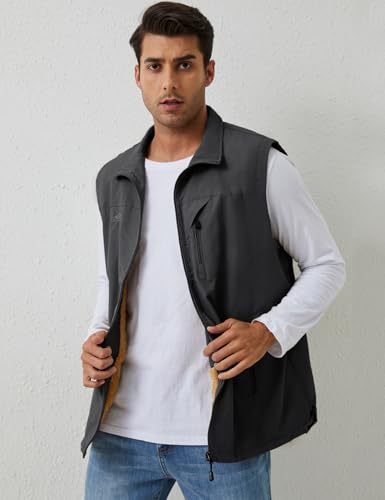 Gihuo Men's Sherpa Lined Fleece Vest Winter Fishing Travel Utility Vest Gilet4