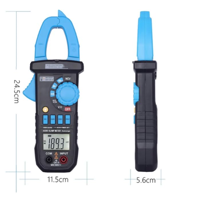 Digital Multimeter 400A ClampMeter ACM03PLUS Capacitance Frequency Tester Induction Voltage Alarm, blue black