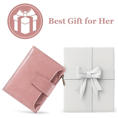 Image of Airkit Small Wallet Women RFID Blocking Soft Leather Bifold Compact Card Holder Wallet for Women with Zipper Coin Pocket 4 ID Window