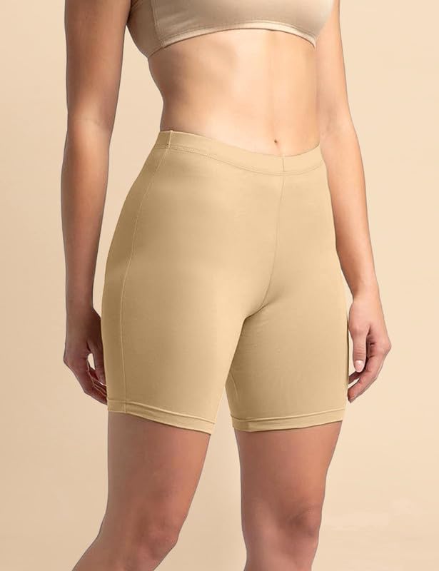 Image of TRENDMALLS Women's High Coverage Super Combed Cotton Elastane Stretch Mid Waist Shorties with Concealed Waistband Cycling Short