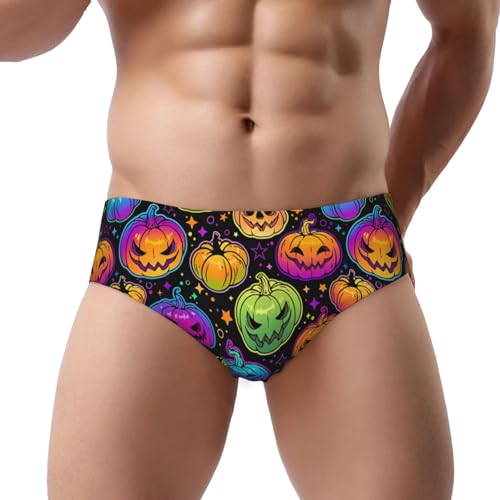 Halloween Pumpkin Orange Black Stripes Men's Briefs Triangle Underwear Comfortable Breathable Man Panties