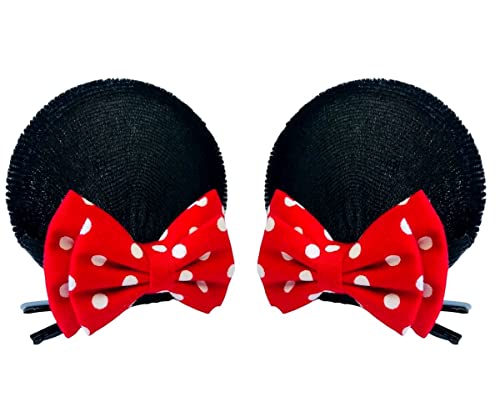 Red Polka Dots Bow Mouse ears Hair Clips Barrettes Elastic Hair Bands Kids Girls Costume: M3 (MC Sparkling)