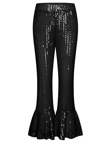 Image of GRACE KARIN Girls Sequin Pants Sparke Trouser Glitter Dance Bell Bottoms 5-14