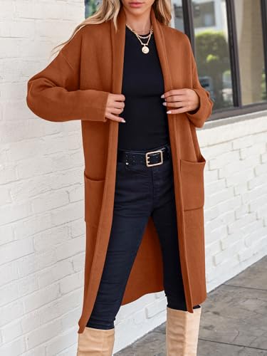 Image of ANRABESS Women's Cardigan Long Sweater Oversized Open Front Knit Coatigan Duster Coat 2026 Trendy Fall Outfits Outerwear