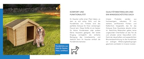 Hundehütte Outdoor kleine Hunde – Hundehaus Holz für Kleiner Rassen, wasserfestes Dach 76 x 99 x H80 cm, Größe S, Timbela M401-1