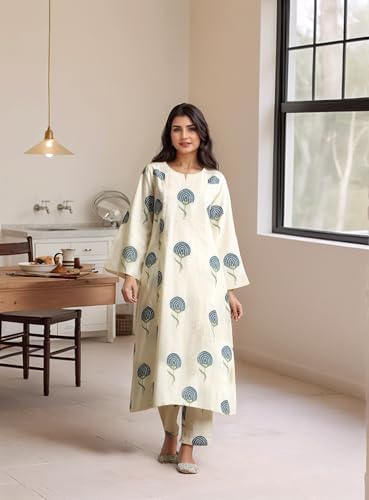 Image of GoSriKi Women's Rayon Viscose Printed Straight Kurta with Pant