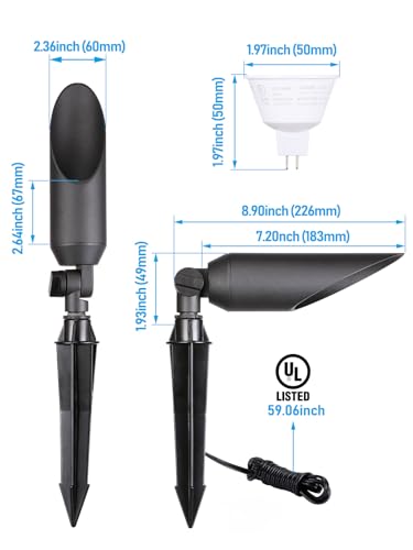Image of LEONLITE 4-Pack 9 Inch Landscape Spotlight with 7W 3000K MR16 Bulbs