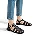 DREAM PAIRS Womens Fisherman Gladiator Braided Flat Sandal Cute Woven Strappy Closed Toe Shoes for Summer,Size 8,Black-PU,SDFS2317W