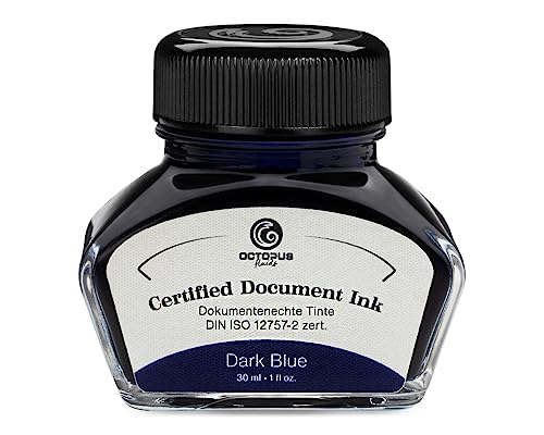 Octopus Fluids Document Ink dark blue, dokumentenechte Tinte, zertifiziert nach DIN ISO 12757-2, dunkelblau, 30 ml