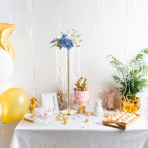 2 Pcs Crystal Flower Stand Wedding Centerpieces for Tables, 21.7 in Tall Tabletop Gold Metal Flower Arrangement Holder, Elegant Bulk Metal Vases for Wedding Party Event Reception, Birthday - Image 6