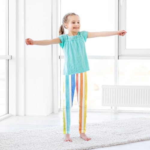 Toddler Girls Leggings Printed Yoga Pants Leggings Rainbow Vertical Strip for Kids 6