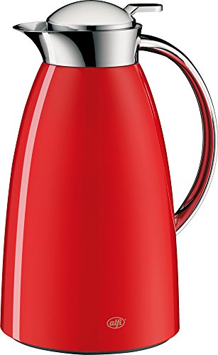 alfi Gusto Glass Vacuum Lacquered Metal Thermal Carafe for Hot and Cold Beverages 1.0 L [Italian Red]