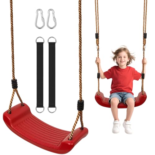 Vdealen Columpio de Exterior, Columpio Infantil Regulable en Altura para el jardín, Accesorios con 2 Correas de Hamaca y 2 mosquetones para Zonas de Juego Infantiles al Aire Libre.
