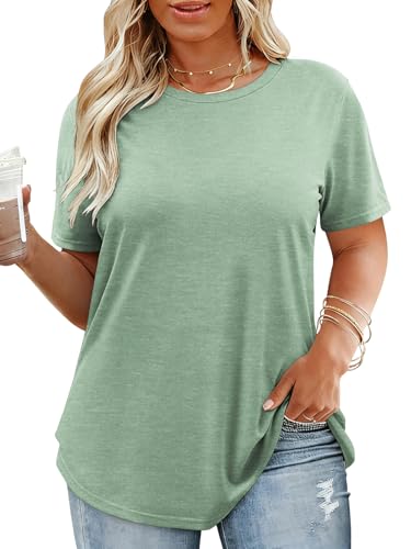 Image of VISLILY Plus-Size-Tops for Women Casual Short Sleeve T Shirts Trendy Tie Dye Crewneck Tees Comfy Loose Fit Tunics XL-5XL