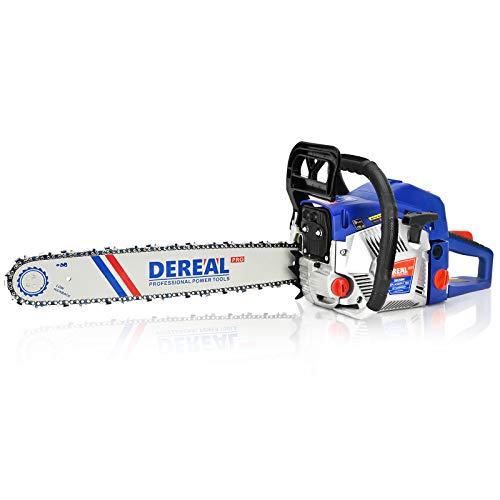 DEREAL Pro 58cc-Gas Chainsaw-20 Inch Bar Gasoline-Power Chain Saws 2-Cycle Automatic Chain Oiler Garden Tool for Trees Cutting Outdoor Home Farm Use