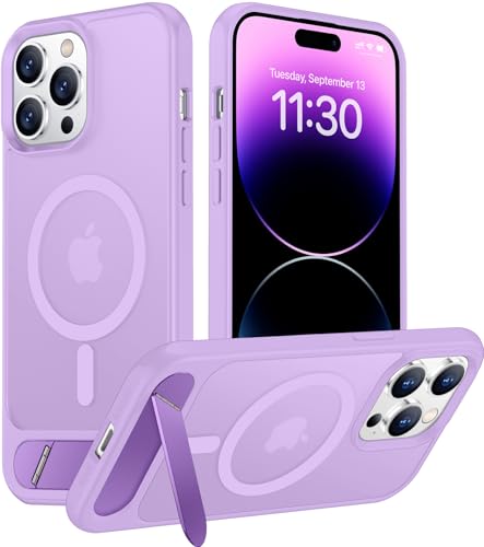 Image of Magnetic Compatible with iPhone 14 Pro Max Case, [Built-in Invisible Kickstand][Compatible with MagSafe] [Military Grade Shockproof] Slim Translucent Matte Phone Case for iPhone 14 Pro Max 6.7 inch