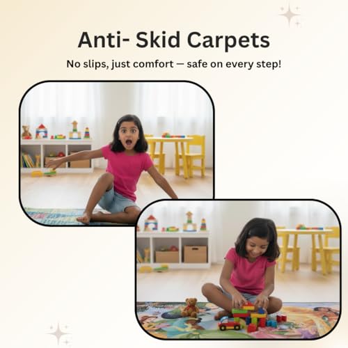 Image of Athom Living Disney Princess Friends Runner Carpet 2x4.5 Ft, Soft Printed Mat with Anti-Skid Backing, Durable Washable Runner for Kids Bedroom, Play Area & Playroom Decor