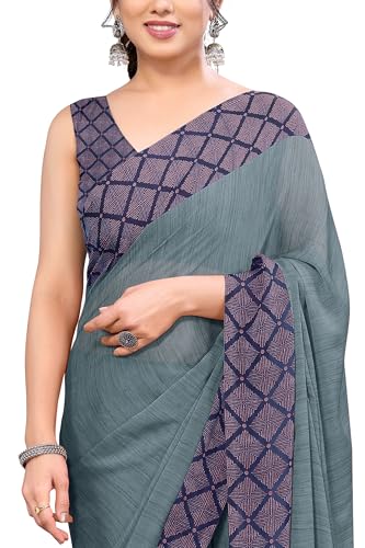 Image of MIRCHI FASHION Women Saree Ethnic Motif Print Chiffon | Breathable Lightweight Plain Weave Sari for Office and Daily Use (Available in 20 Designs)