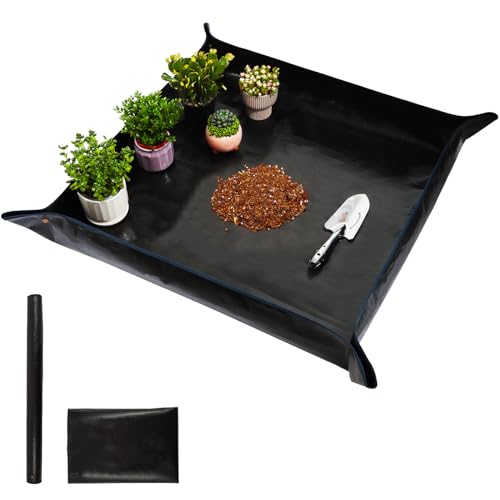 WondMall 39.4' x 39.4' Large Plant Repotting Mat for Indoor Plants, Portable and Foldable Gardening mat, Waterproof Transplanting Potting Mat in Garden Outdoor
