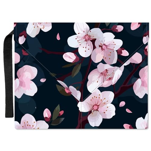 CRASPIRE Cherry Book Cover Sakura Book Sleeve 11.6 X 9.3 Inch Flower Book Protector for Paperbacks Washable Fabric Cloth Book Cover with Handle and Extra Sleeve Pocket for Book Lovers Classmate Gifts