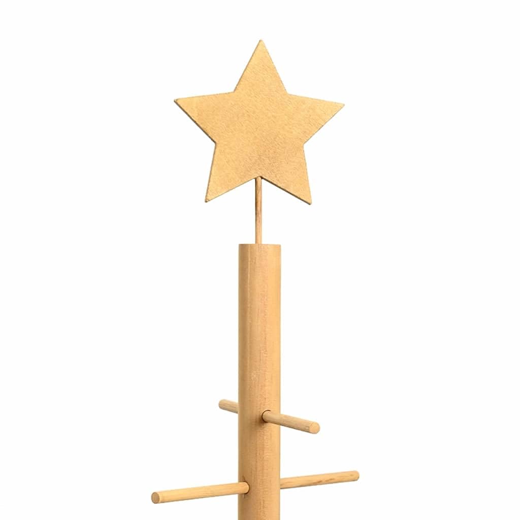 Árbol de Navidad rústico de bambú macizo con soporte de pino de 210 cm, color marrón, diseño natural para interiores y exteriores protegidos, fácil de montar