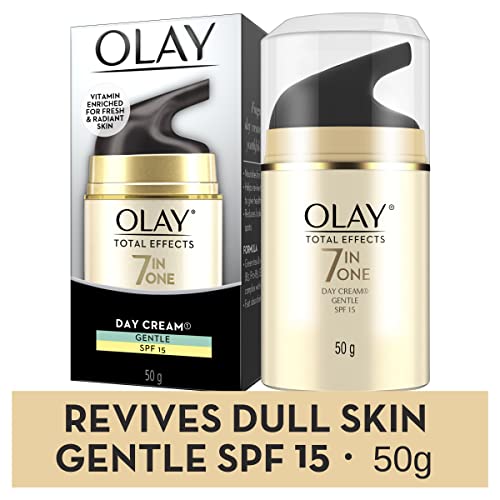 Image of Olay Total Effects Anti Ageing Skin Cream (Moisturizer)| Fights 7 Signs of Ageing | With Niacinamide and Green Tea Extracts | Normal, Oily, Dry, Combination Skin | 50g (Gentle SPF 15)