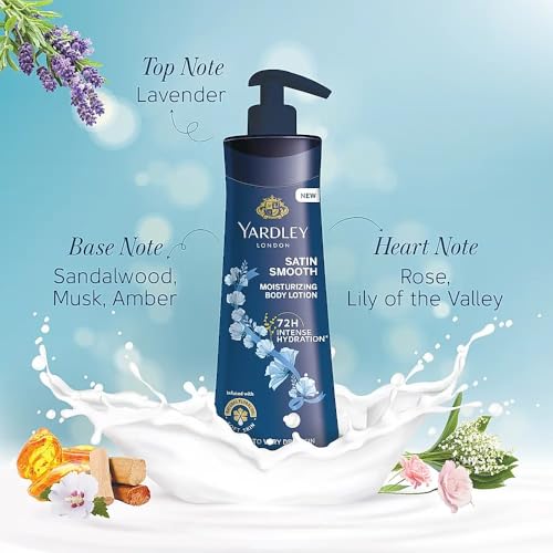 Image of Yardley London Satin Smooth Moisturizing Body Lotion 72H Intense Hydration Infused With Natural Floral Oil Soft Skin Dry To Very Dry Skin 400ml