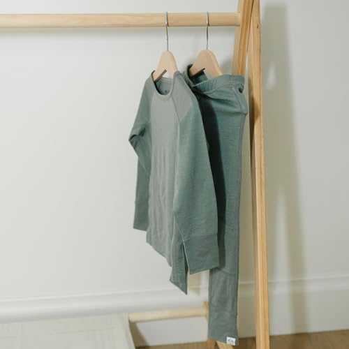 Woolino Merino Wool Base Layer for Kids - Super Soft Kids Long Sleeve Thermal Top and Leggings - All Natural Base Layer Shirt and Bottoms - Sage4