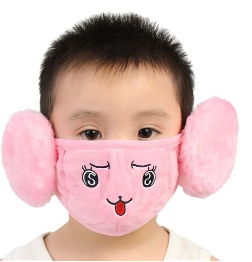 mikoniko Winter Face Mask with Plush Ear Muffs for Kids | Soft, Warm & Skin-Friendly | Boys & Girls (3–10 Years) | Pack of 1_Pink-picture-10