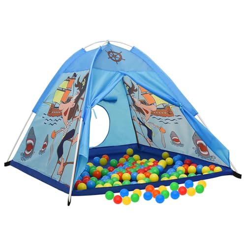 Vopese Piraten Spielzelt mit 250 bunten Bällen - Kinderzelt für Indoor & Outdoor - 120x120x90cm - Blau/Gelb/Orange Model3107742