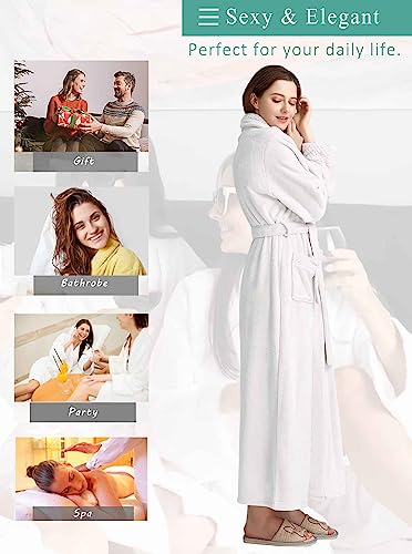 Image of Artfasion Womens Long Fleece Robe - Warm Soft Floor Length Flannel Bathrobes for Winter Thicker Long House Coat with Pockets