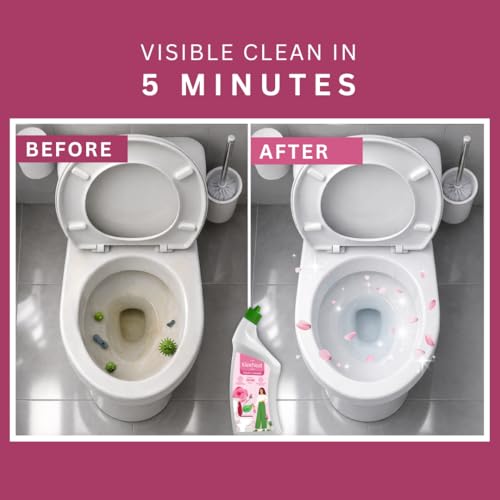 Image of Kleenest Advanced Toilet Cleaner Liquid, Rose (Pack of 3) | Thick Formula with Natural Citric Acid, Limescale Remover, Bleach Free | Removes 99.9% Germs | 1 litre
