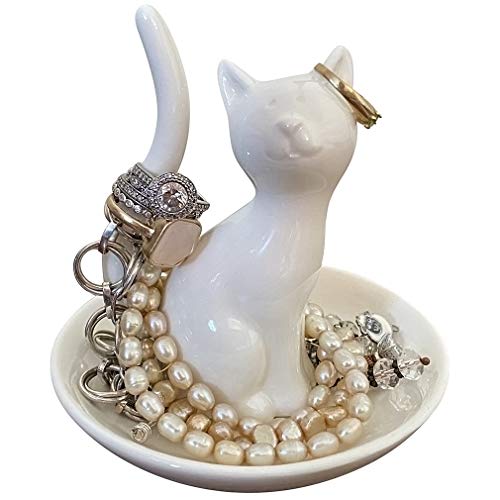 Evelots Cat Ring Holder Jewelry Dish, Trinket Organizer-Porcelain Ceramic