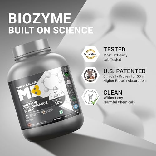 Image of MuscleBlaze Biozyme Performance Whey Protein Powder, Choco Crispers (2kg / 4.4lbs) & Micronised Creatine Monohydrate CreAMP, Unflavoured (32 Servings, 100g) | Combo Pack