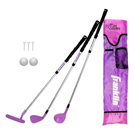 Franklin Sports Kids Golf Set - Youth Adjustable Plastic Golf Club Set - Kids Plastic Golf Set with Bag & Balls - Adjustable Length Clubs For Toddlers - Pink
